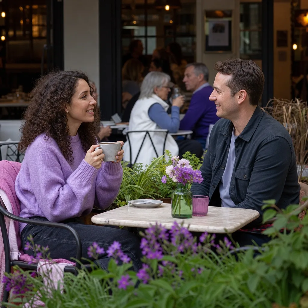 A relaxed first date at a busy café in Abingdon, Oxfordshire